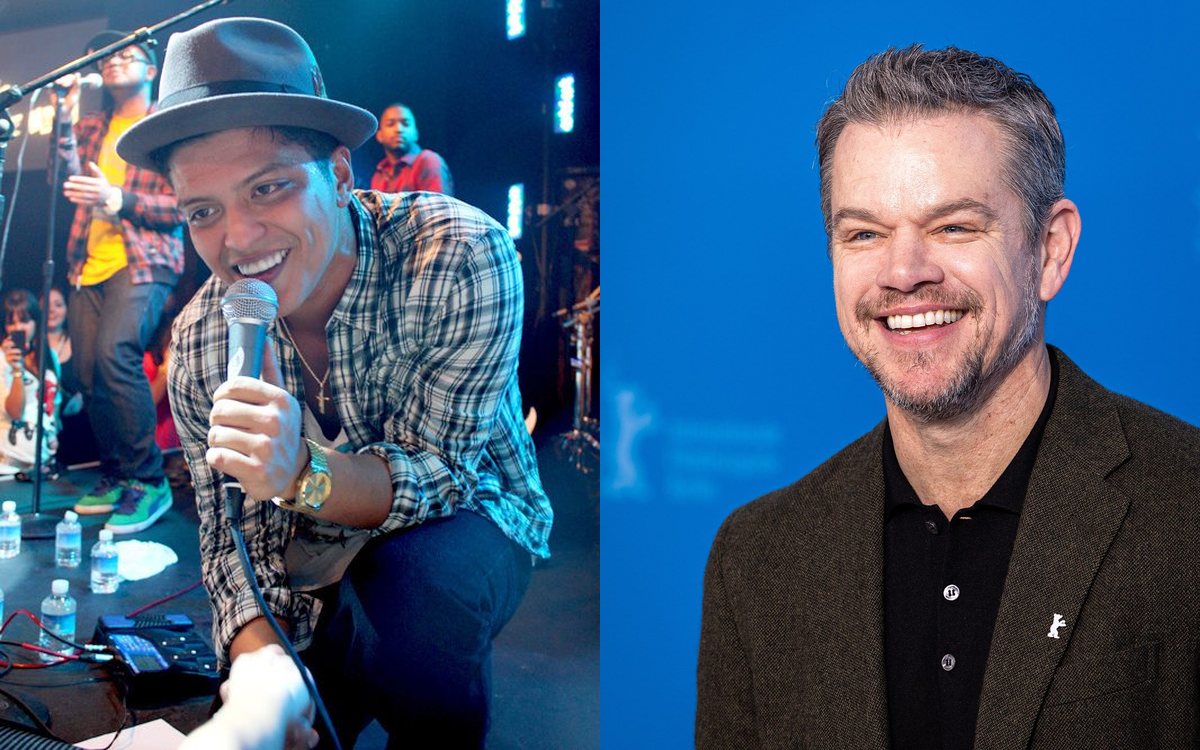 Bruno Mars (left) and Matt Damon (right)